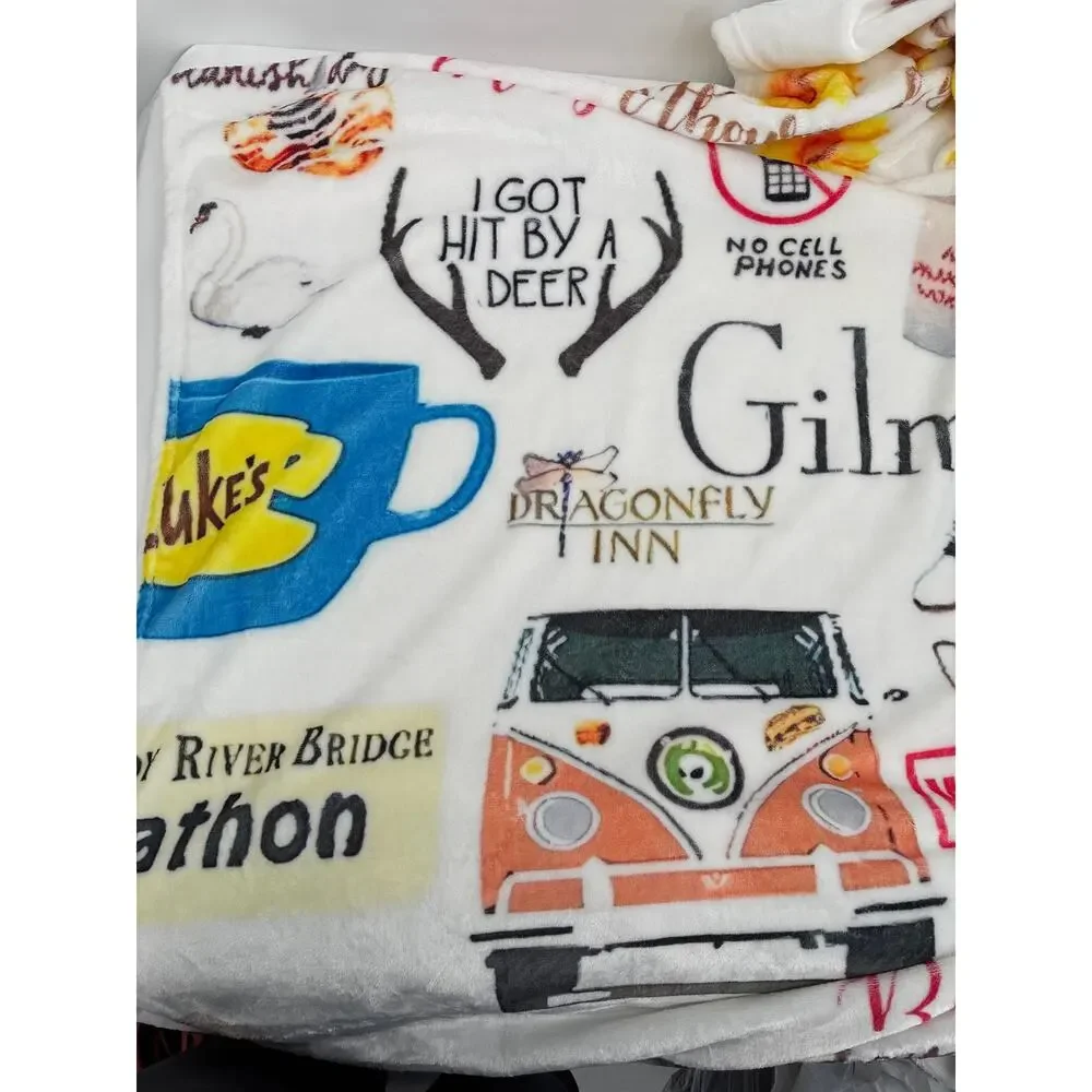 Gilmore Girls Luke's Diner Dragonfly Inn Cozy Book Stack Throw Blanket